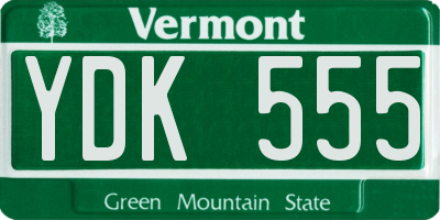 VT license plate YDK555