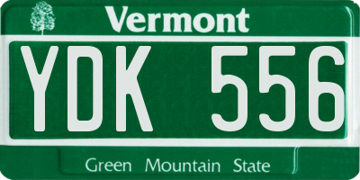 VT license plate YDK556