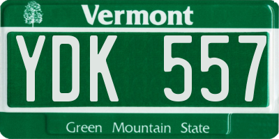VT license plate YDK557