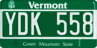 VT license plate YDK558