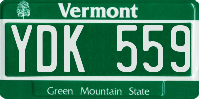 VT license plate YDK559