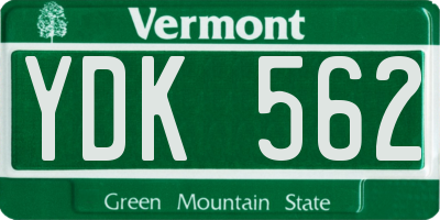 VT license plate YDK562