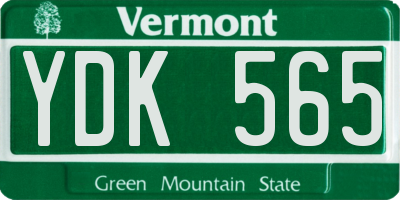 VT license plate YDK565