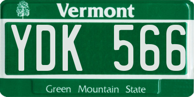VT license plate YDK566