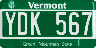 VT license plate YDK567