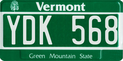 VT license plate YDK568