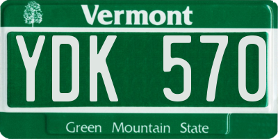 VT license plate YDK570
