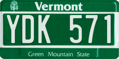 VT license plate YDK571