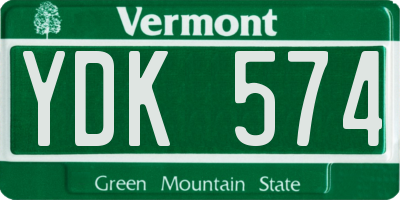 VT license plate YDK574