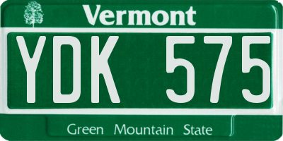 VT license plate YDK575