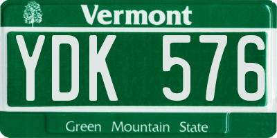 VT license plate YDK576