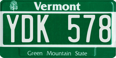 VT license plate YDK578