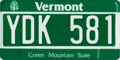VT license plate YDK581