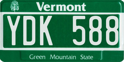 VT license plate YDK588