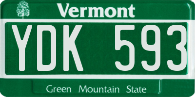 VT license plate YDK593