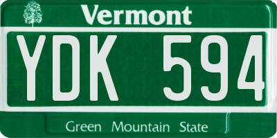 VT license plate YDK594