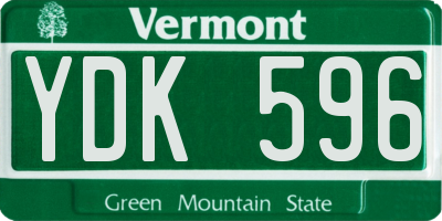 VT license plate YDK596