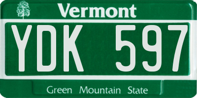 VT license plate YDK597
