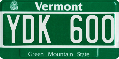VT license plate YDK600