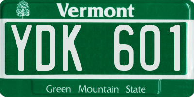 VT license plate YDK601