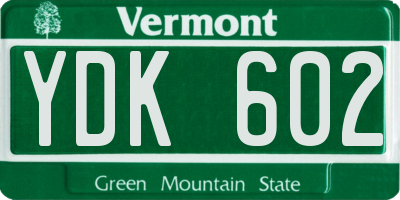 VT license plate YDK602