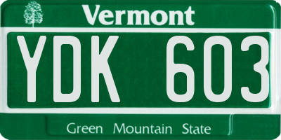 VT license plate YDK603