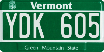 VT license plate YDK605