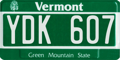 VT license plate YDK607