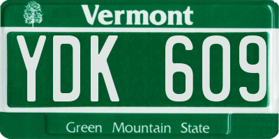 VT license plate YDK609