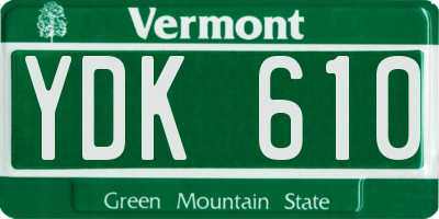 VT license plate YDK610
