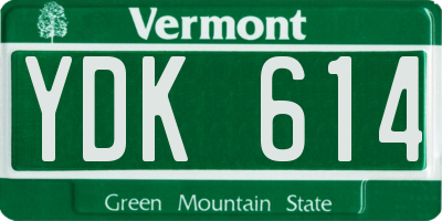 VT license plate YDK614