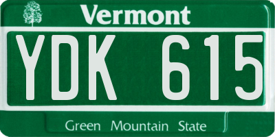 VT license plate YDK615