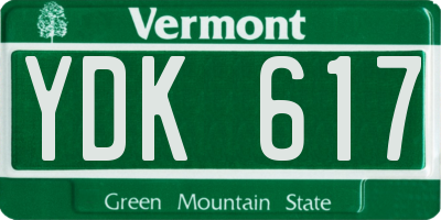 VT license plate YDK617
