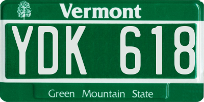 VT license plate YDK618