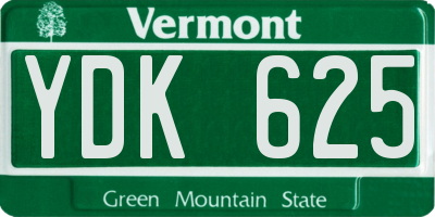 VT license plate YDK625