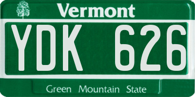 VT license plate YDK626