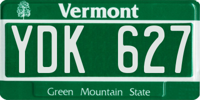 VT license plate YDK627