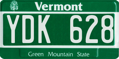 VT license plate YDK628