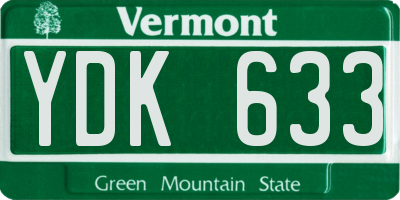 VT license plate YDK633