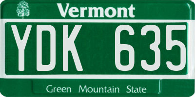 VT license plate YDK635