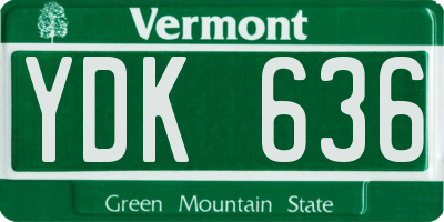 VT license plate YDK636