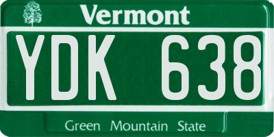 VT license plate YDK638