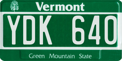 VT license plate YDK640