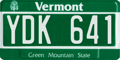 VT license plate YDK641