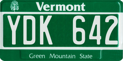 VT license plate YDK642