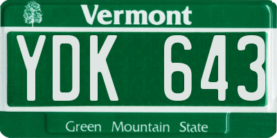 VT license plate YDK643