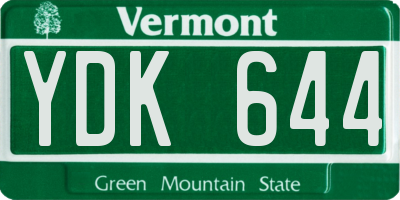 VT license plate YDK644