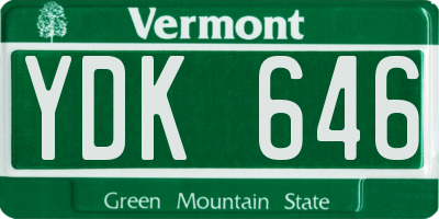 VT license plate YDK646