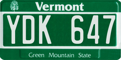 VT license plate YDK647