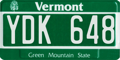 VT license plate YDK648